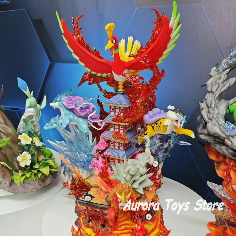 38 سنتيمتر/14.96in أنيمي بوكيمون الشكل Raikou/Suicune/Entei/Ho-Oh عمل أرقام البلاستيكية سطح المكتب الزينة جمع نموذج اللعب الهدايا