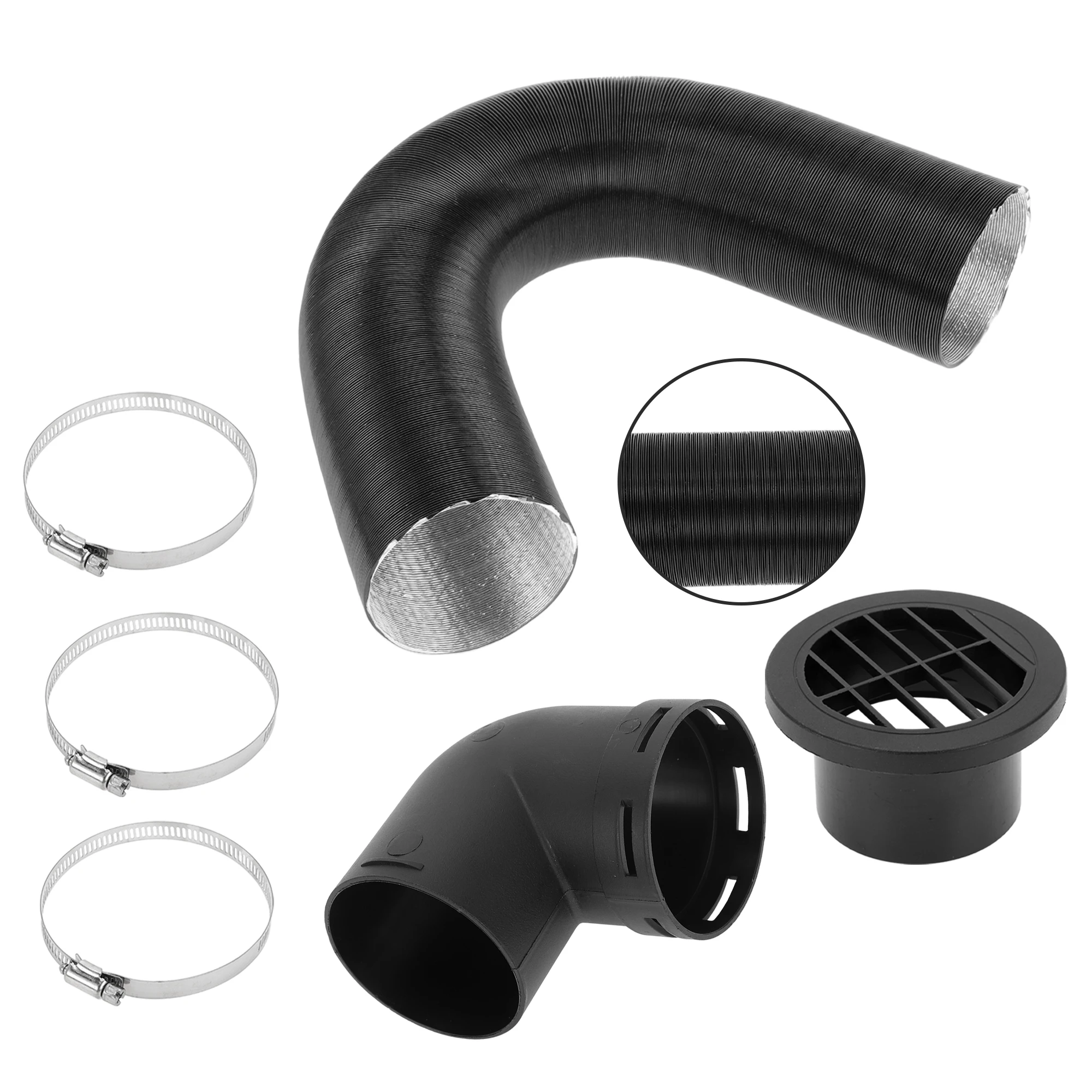 

UXCELL Авто Грузовик RV Автобус Ван Лодка Комплект канала обогревателя автомобиля Набор шлангов для труб обогревателя автомобиля с 3 шт. Хомут 75 мм ID 100 см Макс. l