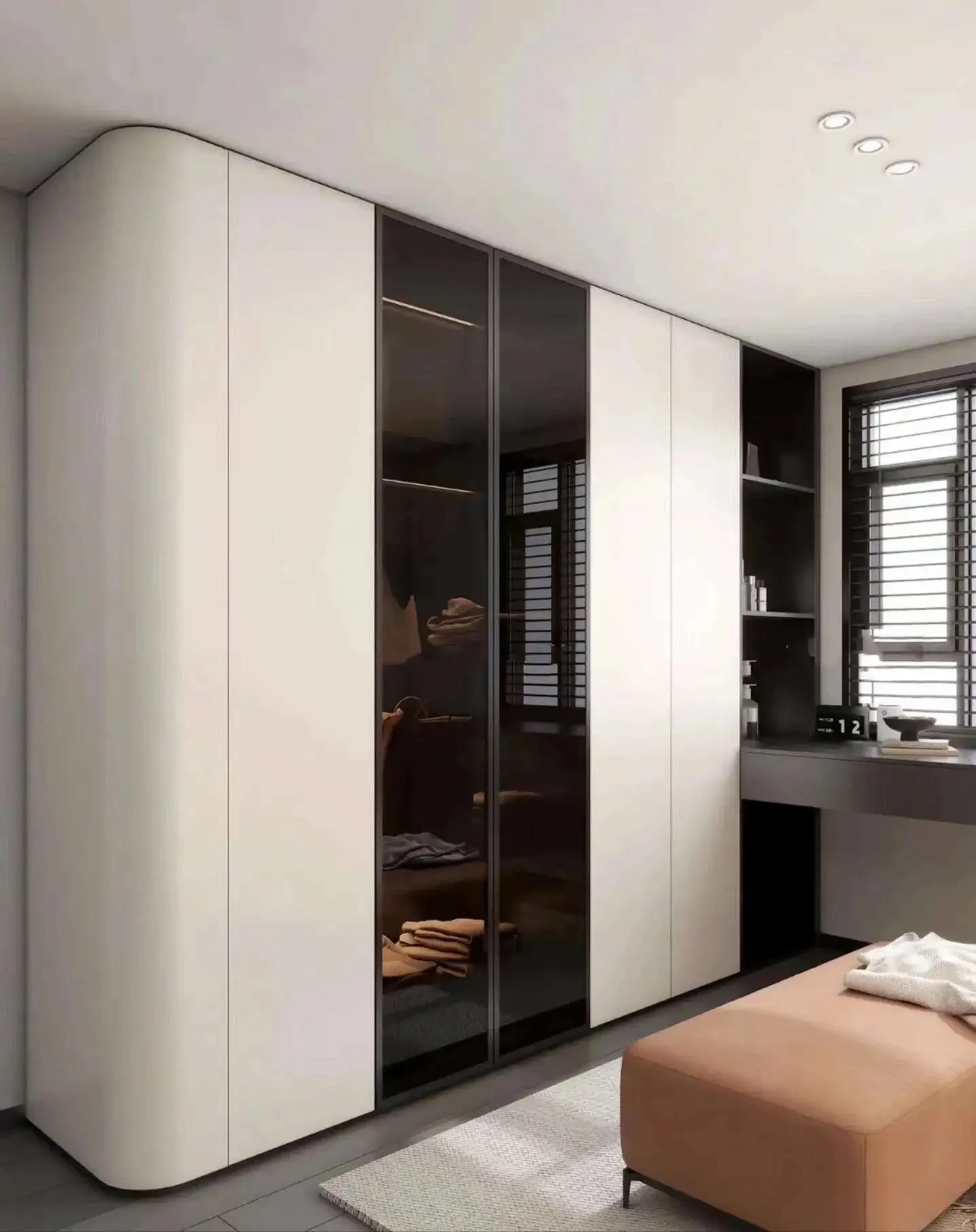 Modern Trend Powder Coated Aluminum Alloy Wardrobe Large Storage Space Bedroom Furniture Exquisite and Luxurious Storage Cabinet