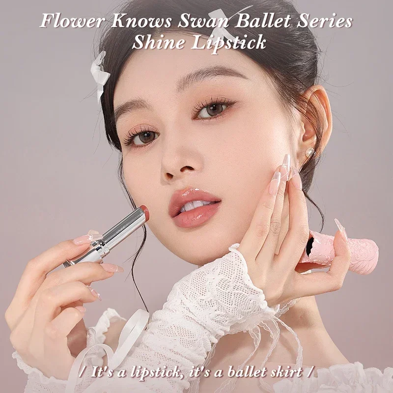 Flower Knows Swan Ballet Series Shine Lipstick Luxury Cosmetics Matte Moisturising Lip Gloss Light Thin Lip Makeup Rare Beauty