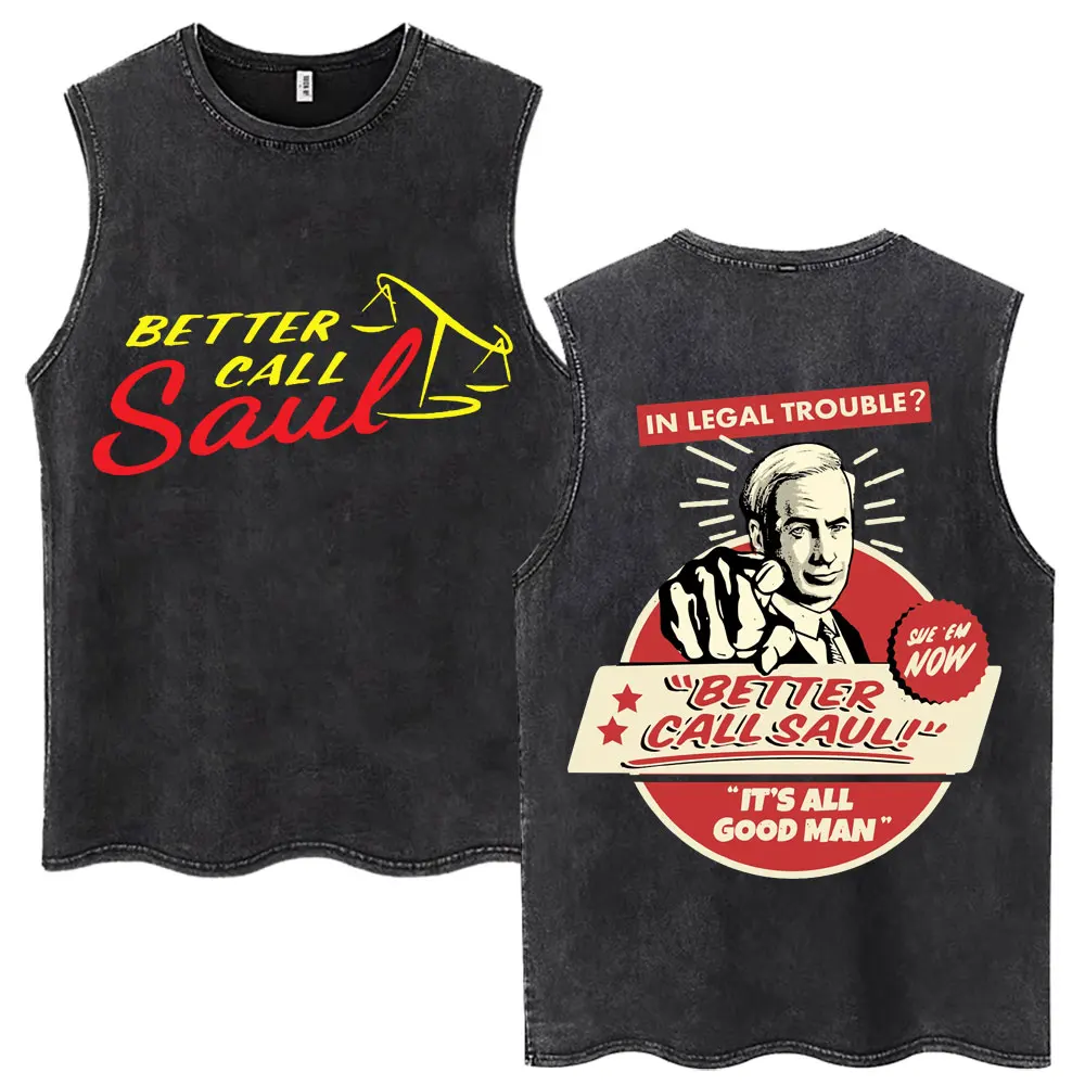 Washed Breaking Bad Heisenberg Better Call Tank Tops Men Women Fashion Vintage Vests Oversized Cotton Sleeveless T-shirts Gifts