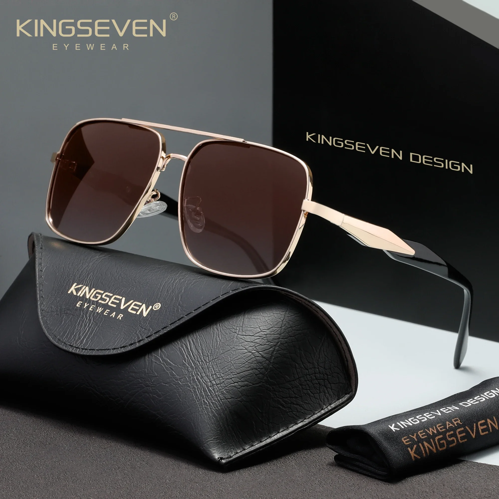 KINGSEVEN Trendige polarisierte Sonnenbrille für Herren und Damen, Business-Fahr- und Wanderbrille, Accessoire, UV400-Schutz, Sommerbrille, Brillen