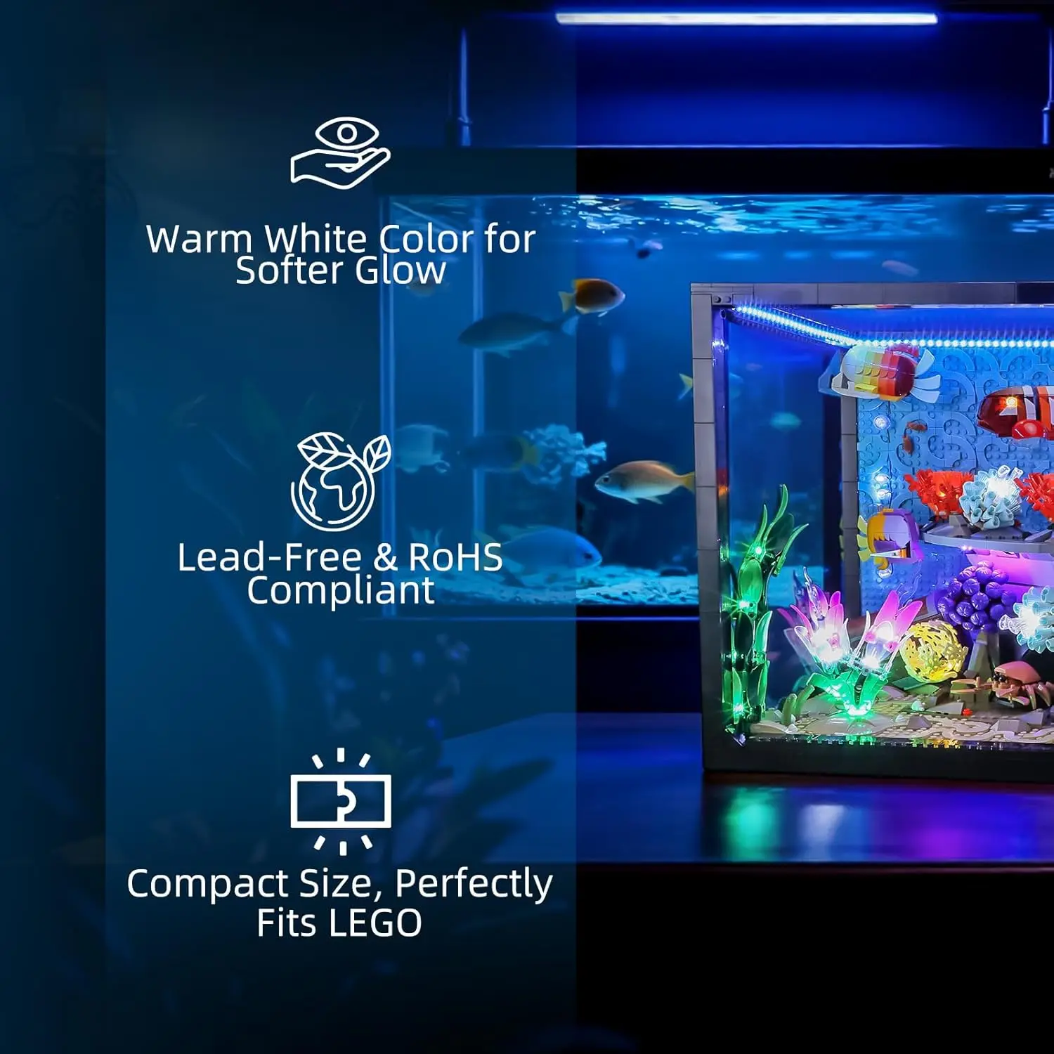 Hprosper LED Light for lego 10366 Icons Tropical Aquarium Decorative Lamp With Battery Box(Not Include Lego Building Blocks)