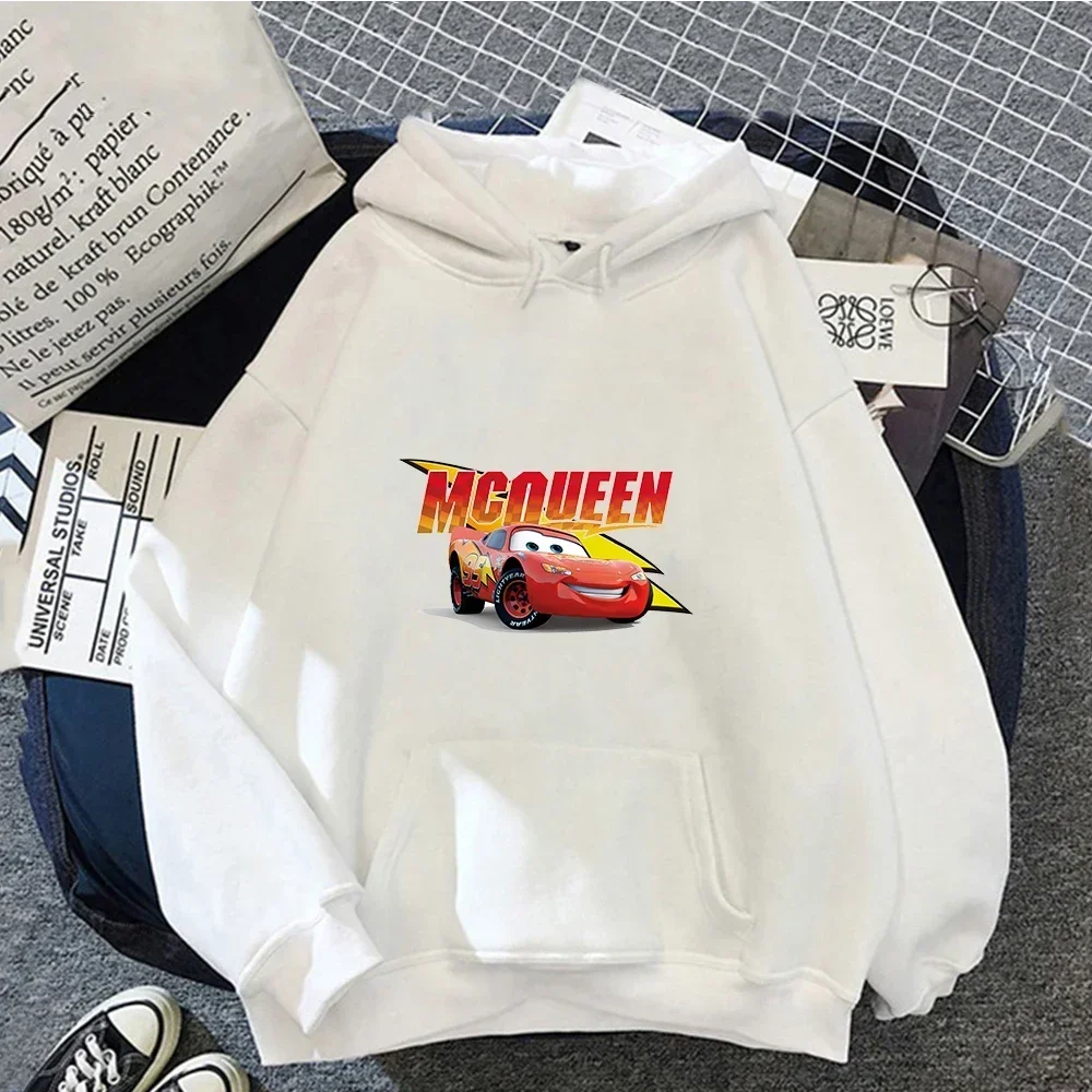 Cars Lightning McQueen Hoodies Women Vintage Jasmine Kawaii Hooded Pullover Clothes Cartoons Sweatshirt Harajuku Aesthetic Tops