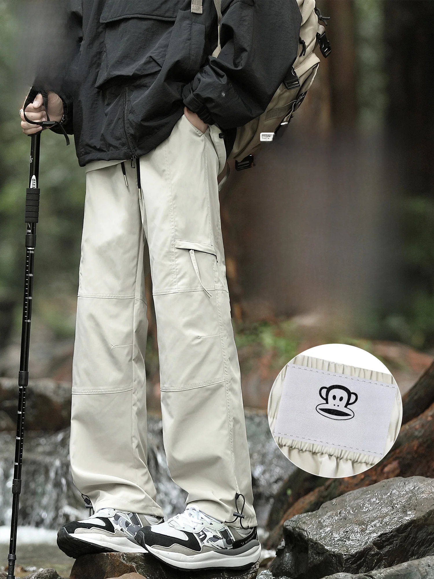 

PaulFrank Outdoor Workwear Casual Pants Men's Spring New Sle Trendy Patchwork Loose Straight Leg Long Trousers