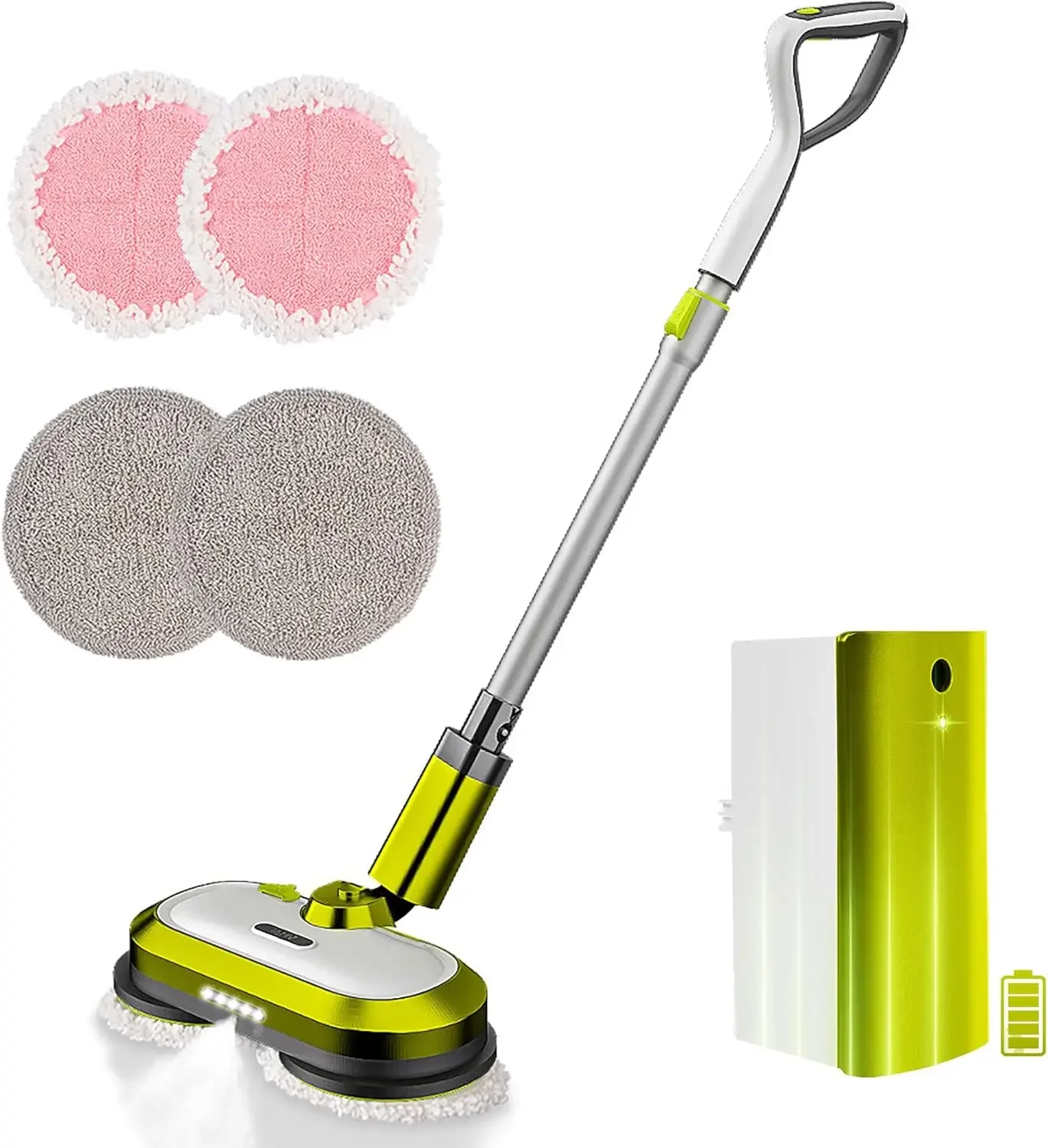 Electric Mop, Electric Spin Mop with LED Headlight and Water Spray, Up to 60 mins Powerful Floor Cleaner with 300ml Wat