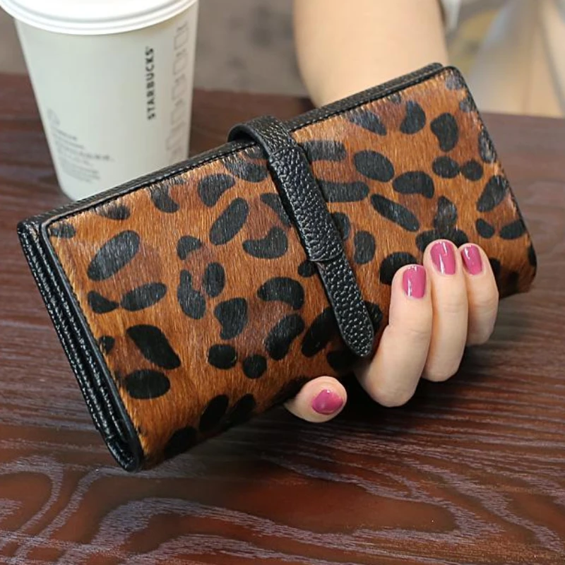 Women's Wallet Genuine Leather Luxury Coin Purse Real Leather Bag for Female Luxury Brand Leopard Clutch Girl Gift Cash Purse