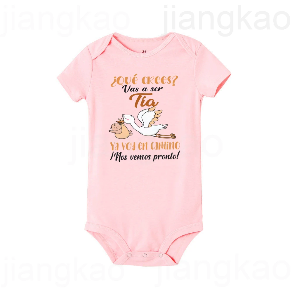 You Will Become An Aunt/Uncle Spanish Printed Newborn Romper Pregnancy Announcement Clothes Baby Reveal Bodysuit for Aunt Uncle