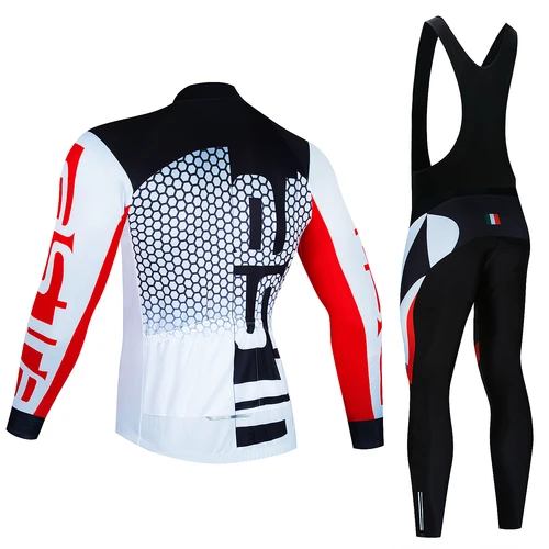 Imagen 2 del producto Conjuntos de camisetas de ciclismo profesionales para hombre, conjunto de babero de ciclismo de manga larga para montar en otoño, ropa de bicicleta transpirable MBT para primavera 2024