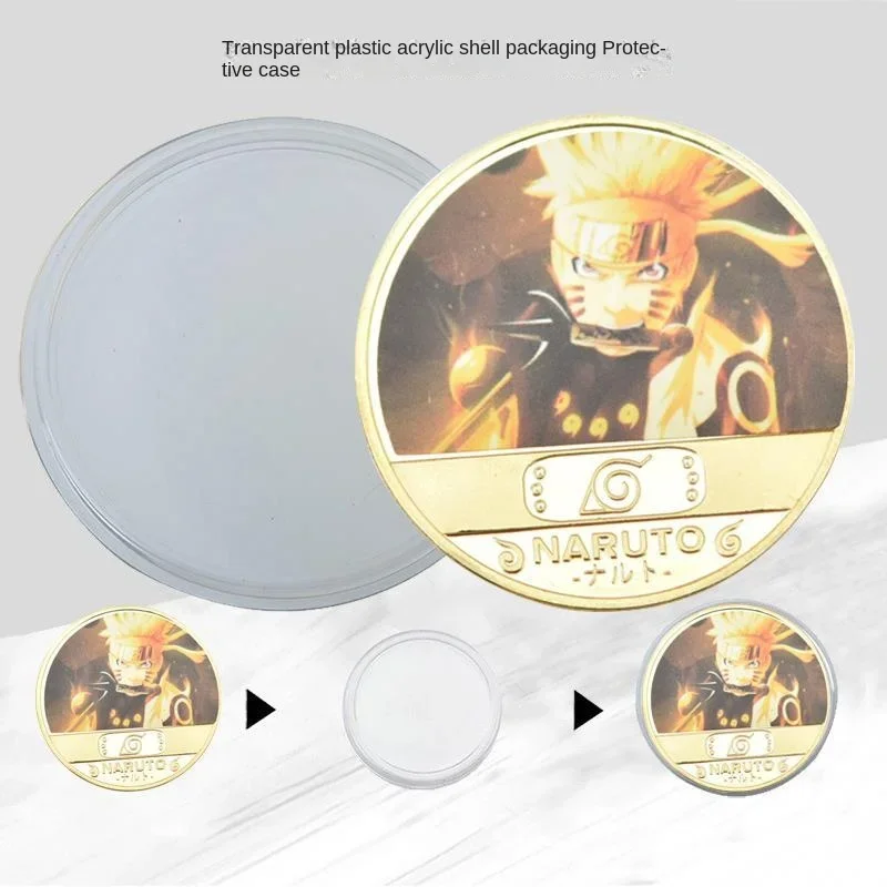 Naruto Sasuke Anime Commemorative Coins Collectible Metal Coin Cute Kakashi Cartoon Figure Cards Children\'s Christmas Gift Toys