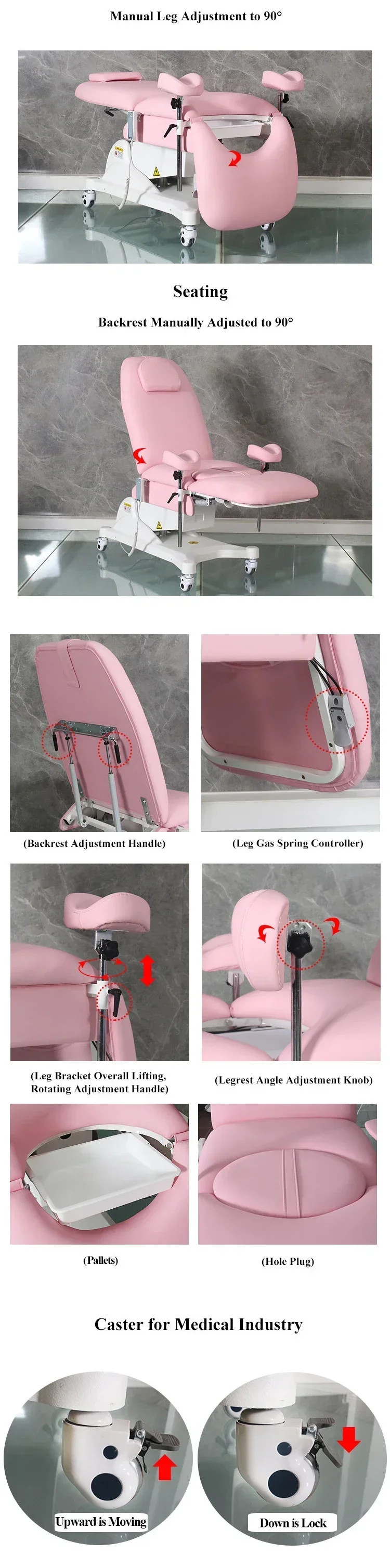 EU-DB206 Manufacturer Medical Hospital Equipment Surgical Instruments Examination Table Gynecology Exam Table