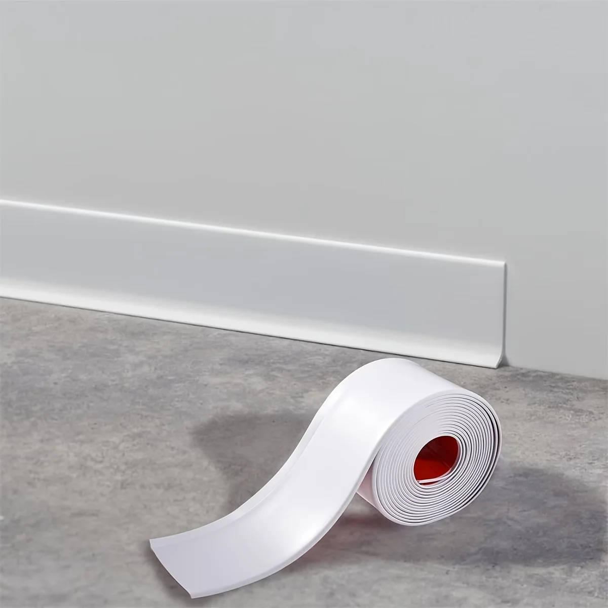 1pc Self-Adhesive PVC Skirting Board,Flexible Molded Decorative Corner Trim,Easy Install for Home Renovation & Decor Upgrade