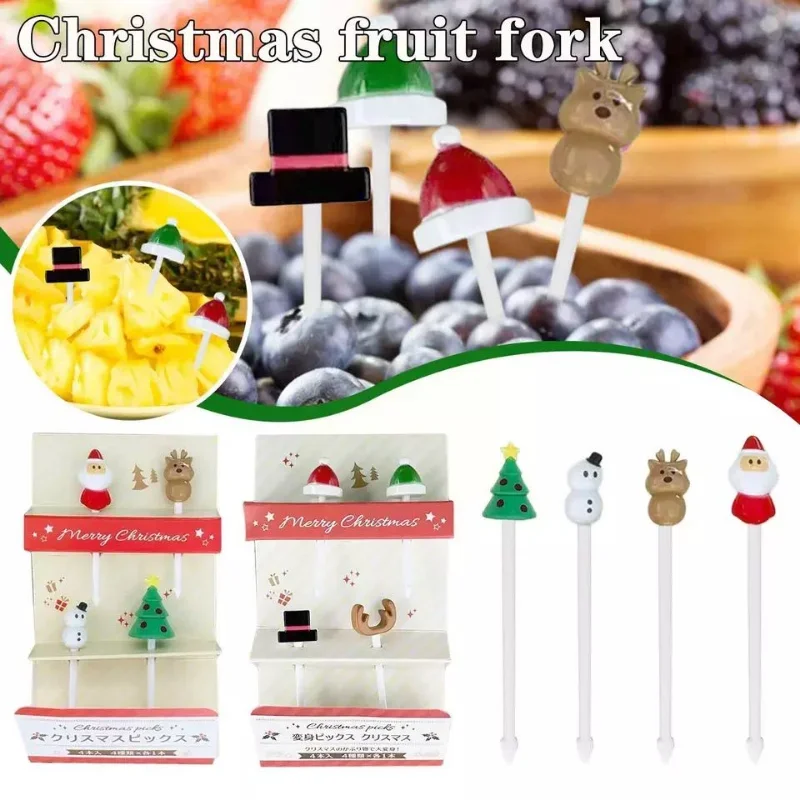 Christmas Fruit Fork Food Pick Sliced Fruit Fork Animal Plastic Toothpick Stick Bento Accessories Children\'s Food Selection