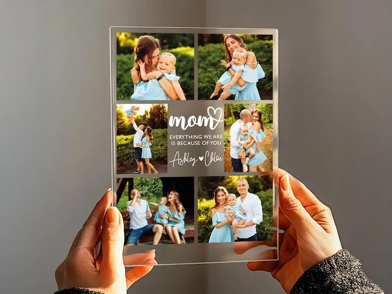 Personalized Photo Night Light Acrylic Plaque Custom Photo Frame Gifts for Mother's Day Birthday Anniversary Keepsake for Mom