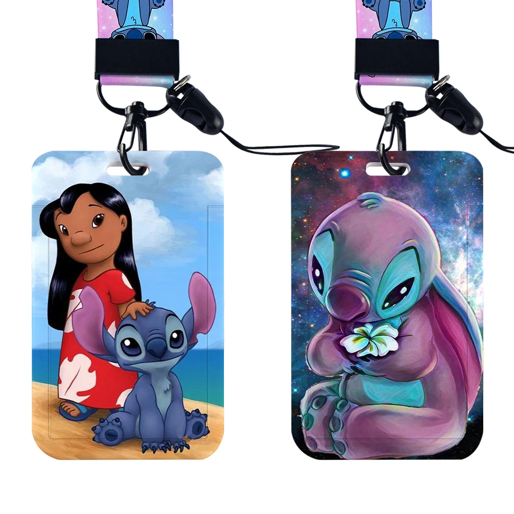 

Lanyards Stitch Lilo Disney Cartoon Kids Neck Strap Polyester Stationery ID Card Holder Lanyard Keychain ID Badge Holder