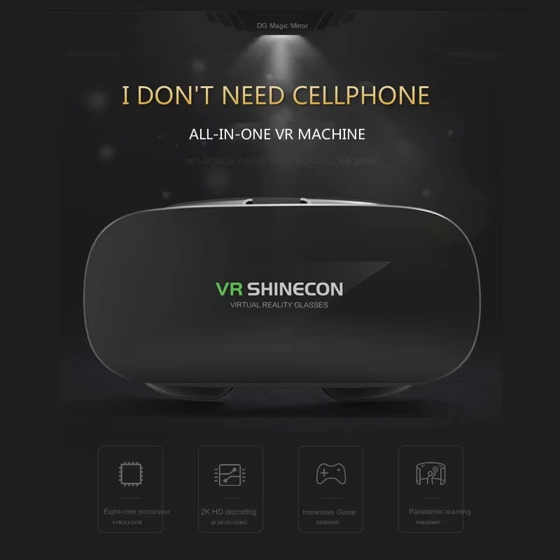 Shinecon VR Glasses Immersive Smart Glasses 2gB+16GB All in one 3D Glasses HD 2K Giant Screen Support WIFI Virtual Reality