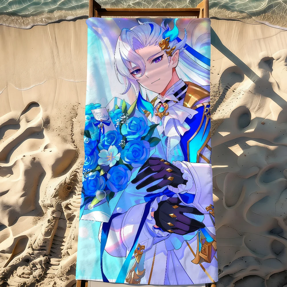 Game Genshin Impact Neuvillette Towel Sports Quick Dry Travel Camping Gear Sandproof Soft Light Large Beach Towel