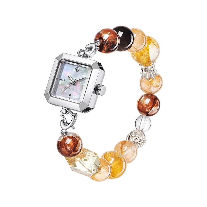 TIMETOKEN 2025 New Style Women's Watch with Warm Color Free-Form Natural Crystal Fashionable Versatile Minimalist