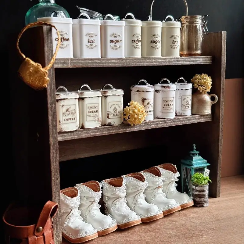 ✰✪3Pcs/Set Mini Kitchen Storage Container Square 1/6 Scale Miniature Dollhouse Coffee Bean Tin For Doll Accessories Toy view 5