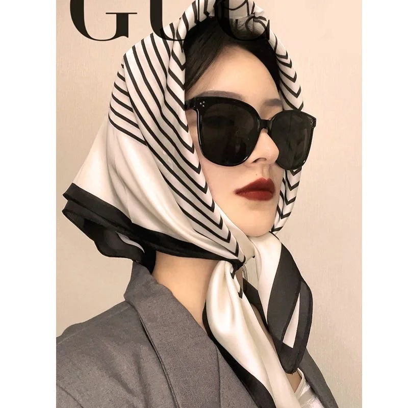 

Luxury Fashion Print 70*70cm Silk Square Scarf Women Soft Satin Hairband Neckerchief Tie Female Headband Foulard Bag Ribbon