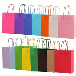 5pcs Medium Gift Bags 21x15x8cm - Multicolor Kraft Paper Bags for Birthday, Wedding, Party Favors, Shopping Totes
