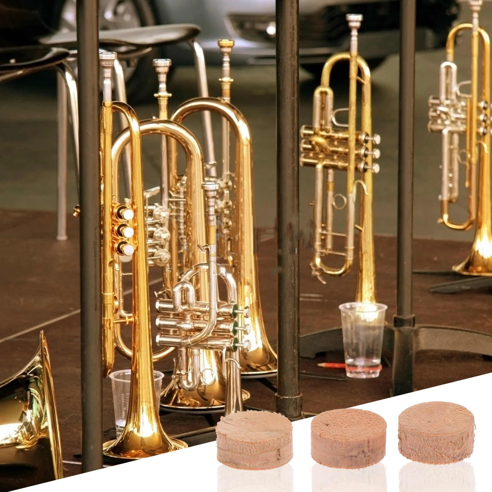 

3pcs Key Pads Natural Wood Wood Cork Pads Cushions For Tuba Repair Durable Instrument Accessories Tuba Cork Pad