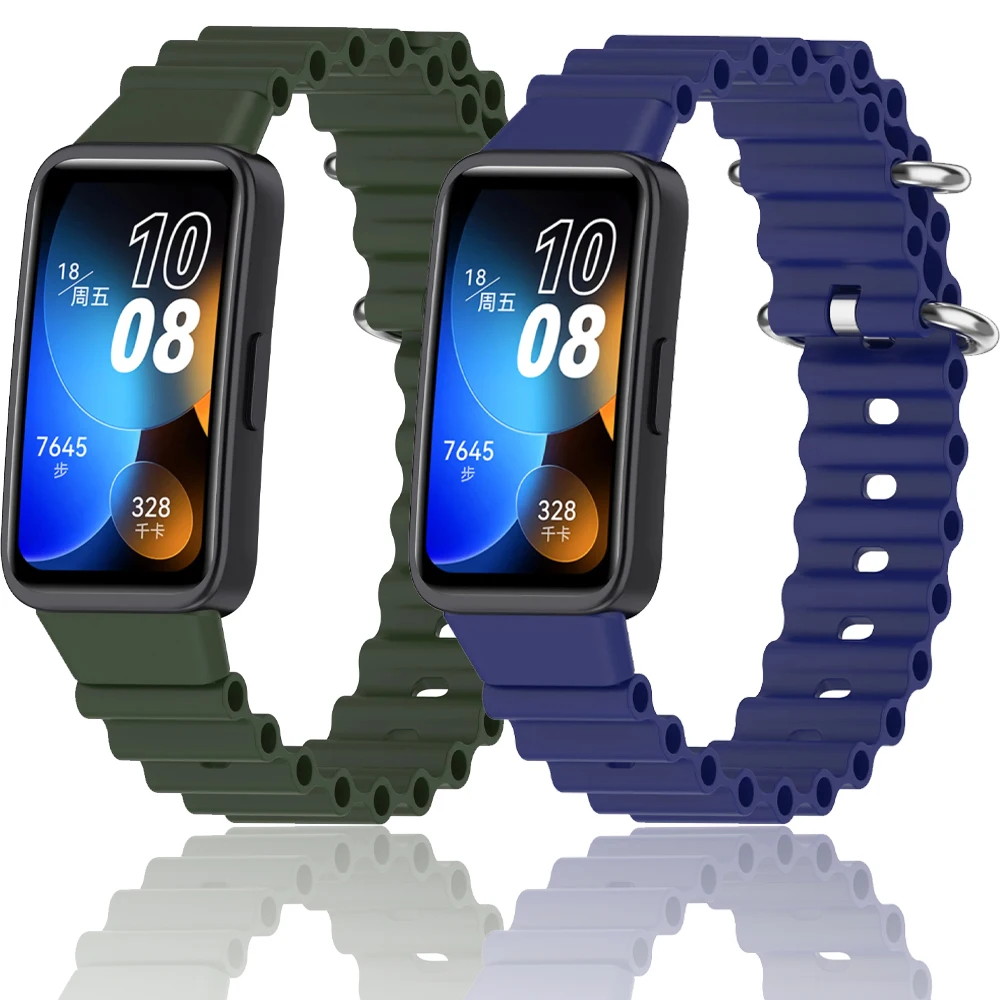 Correa de silicona suave para Huawei Band 10 9, pulsera ajustable cómoda y transpirable con doble hebilla para Huawei Band 8, reemplazable