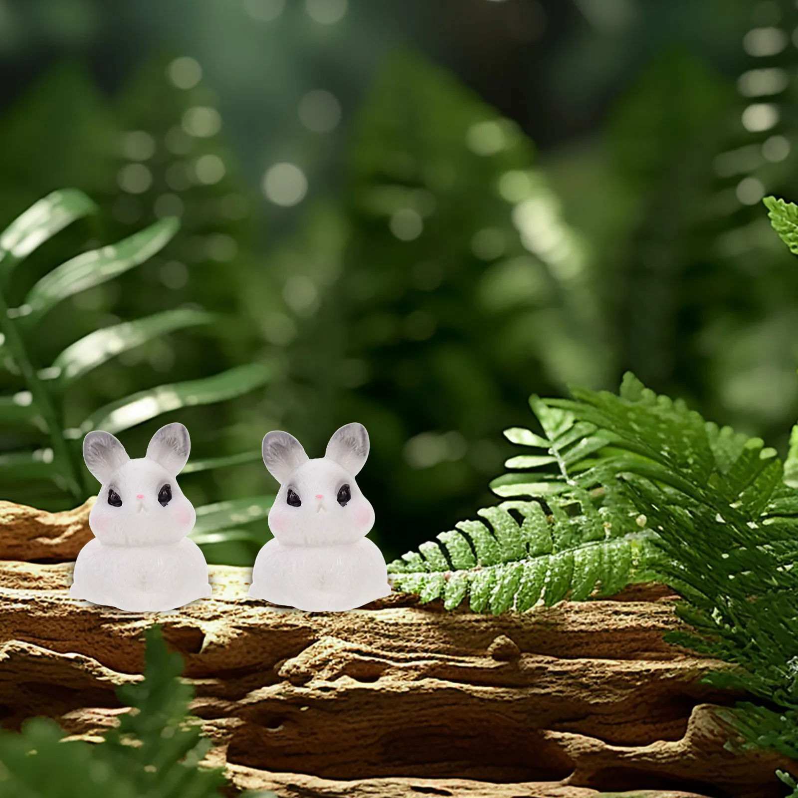 

10 Pcs Cartoon Rabbit Ornaments Bunny Decorations Grey Resin Decorative Artware