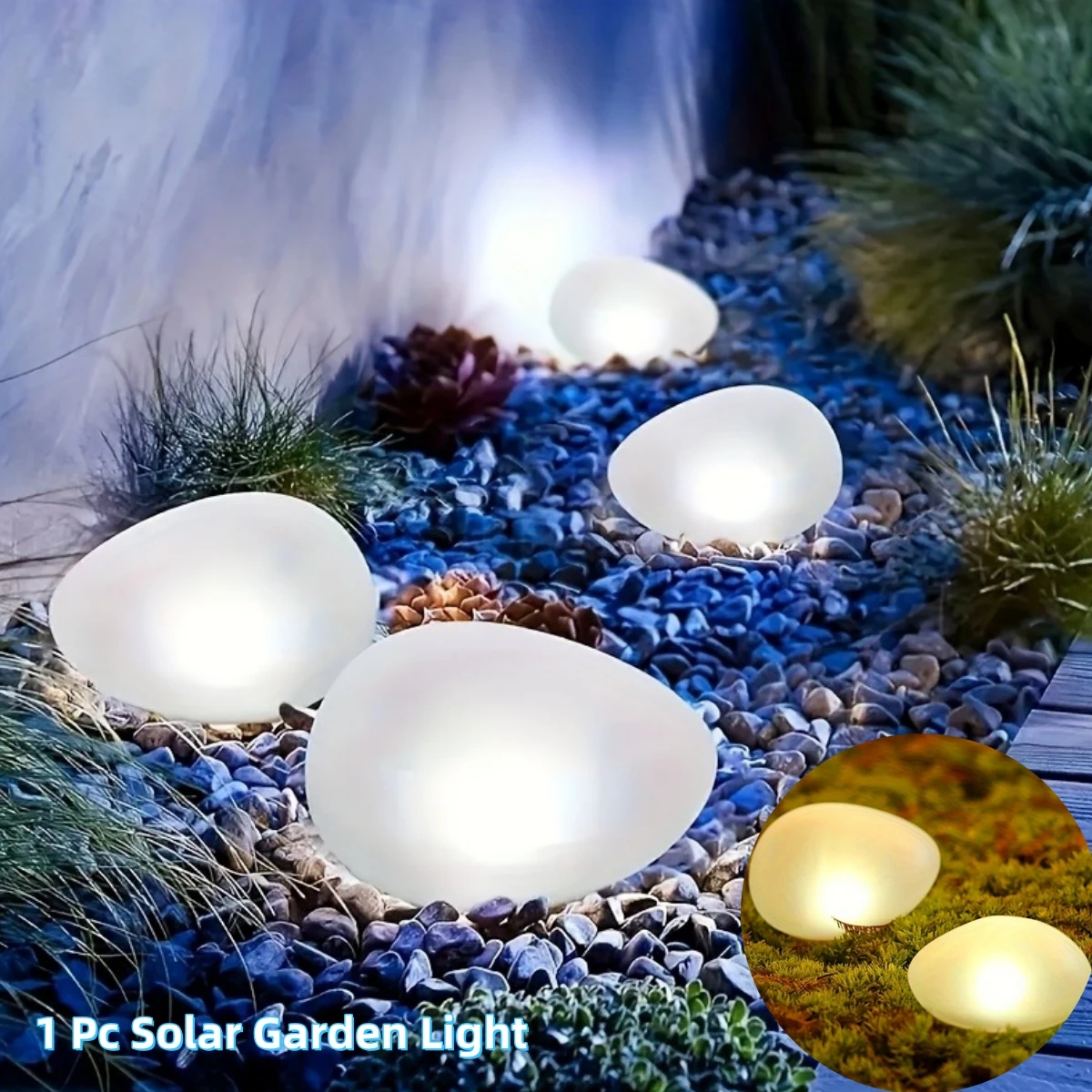 1 PC Lampada da terra solare in vetro smerigliato bianco Lampada da terra solare impermeabile per esterni Lampada da giardino decorativa senza fili