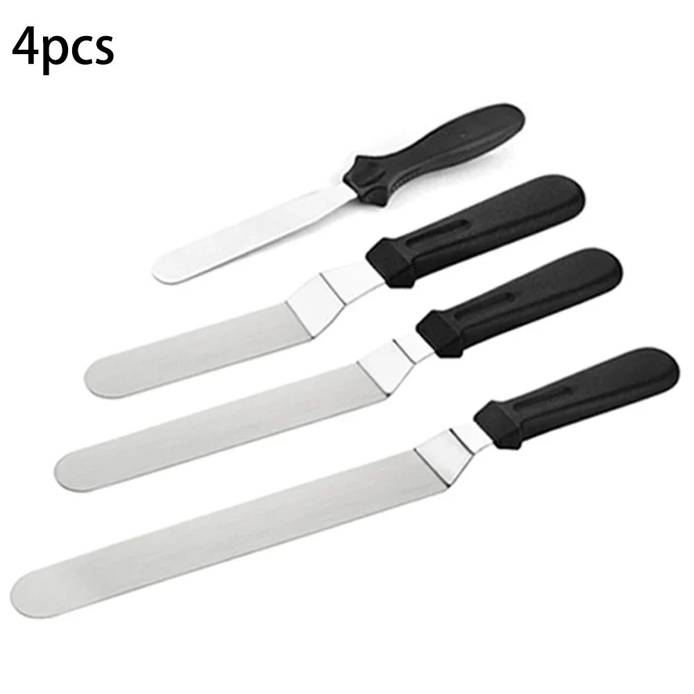 Ensemble de spatules en acier inoxydable pour décoration de gâteaux, palette lisse, gadget de cuisine, ustensiles de cuisson, non tranchants, 4 pièces, 6 po, 8 po, 10 po