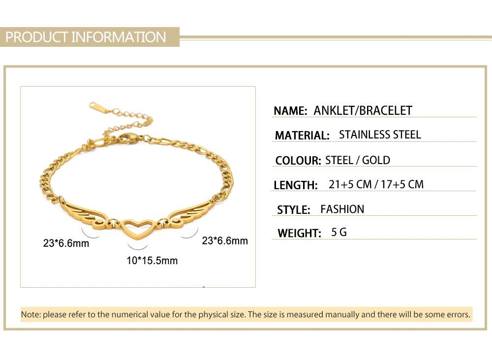 Skyrim Edelstahl-Fußkettchen für Damen mit Herz-Engelsflügel-Anhänger, Figaro-Kette, Fußkettchen, Strand-Accessoire, Geschenk – Detail 4