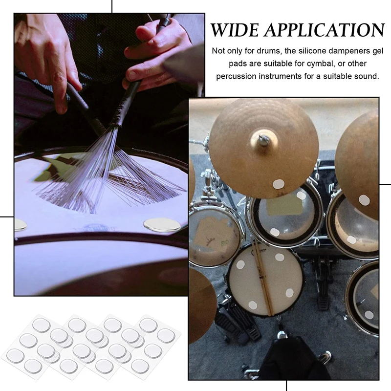 New 48 Pcs Drum Dampeners Gel Pads Silicone Drum Silencers Soft Drum Dampener Drum Mute Pads Dampening Gel Pad