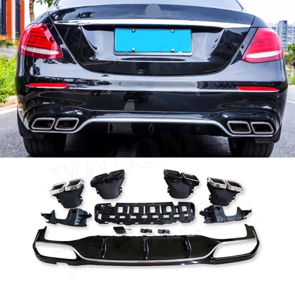 

VACOMUL ABS Rear Bumper Lip Diffuser Spoiler with Exhaust Tips for Benz E Class W213 E200 E260 E300 2017-2019 E63 Style Bumper