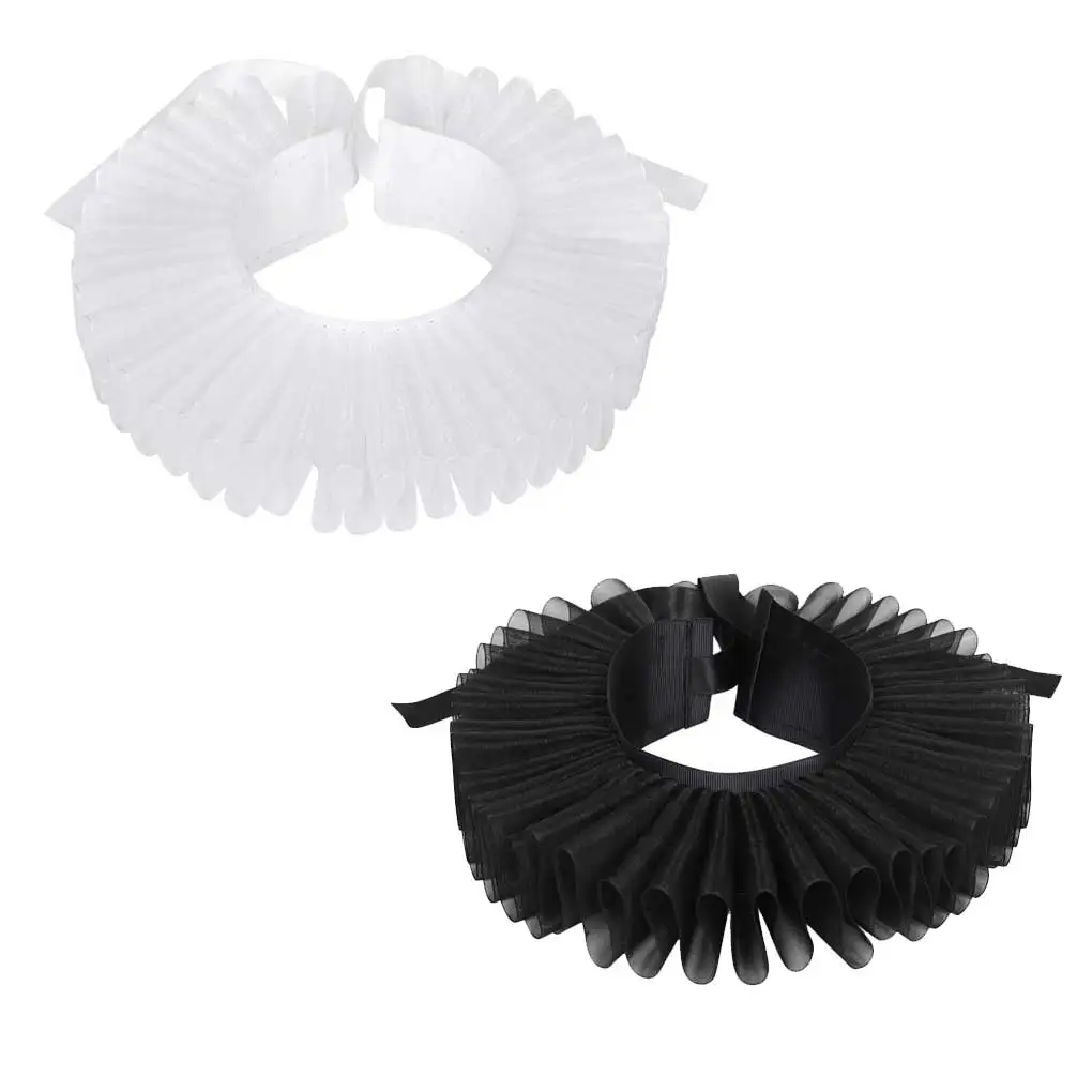 

Ruffle Neck Collars with 2 Ribbons Clown Chokers Costume Prop Accessories