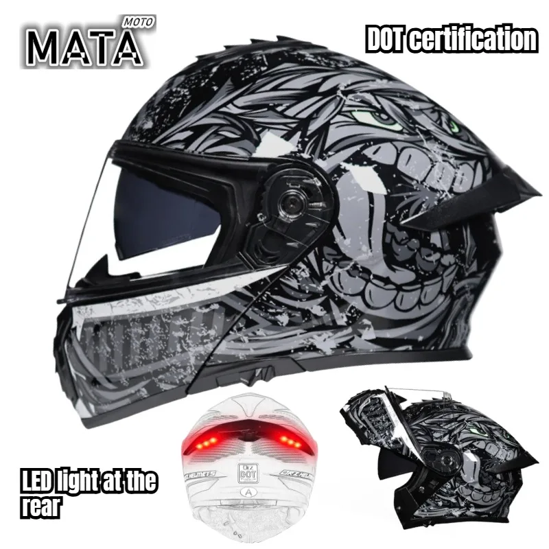 

ORZ Motorbike Helmet Unisex Motocycle Helmets Modular Filp Up Full Face Racing Helmet Dual Visors DOT Approved