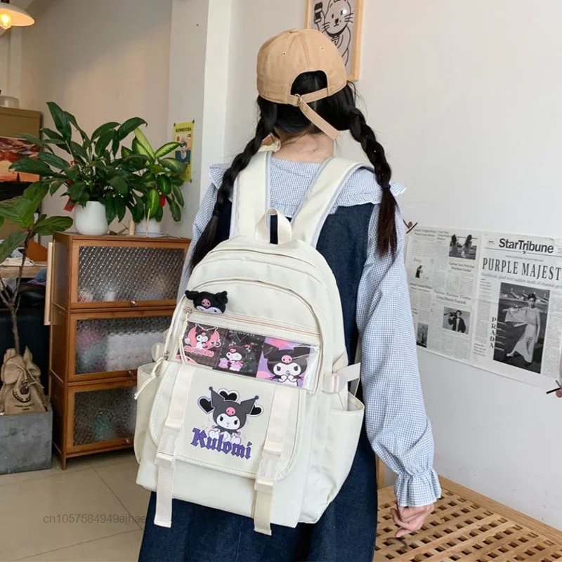 Sanrio Cartoon Kuromi Large Capacity Backpack School Bags For Teenage Girls Women Korean Fashion Handbags Y2k Student Backpacks