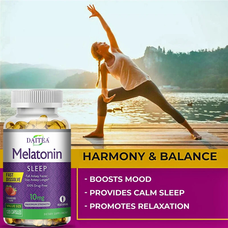 Melatonin Capsules - Sleep Aid Supplement That Helps Nourish Nerves, Relieves Sleep Disorders and Improves Energy Levels