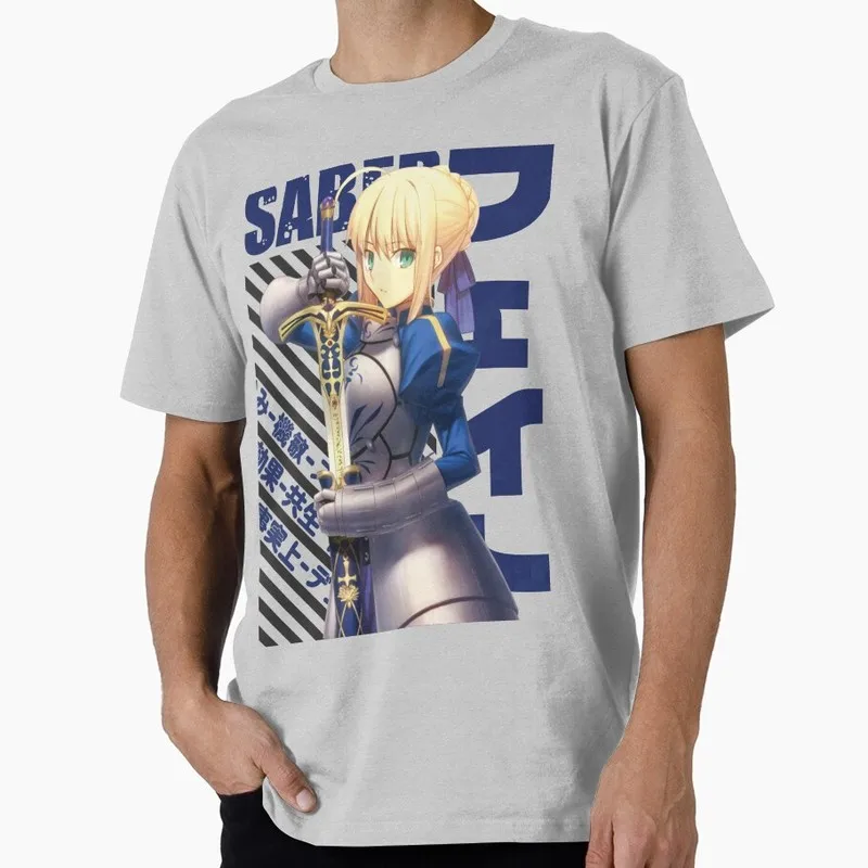 Saber Fate Stay Night Anime Graphic T-Shirt Japanese Anime Manga Vintage Print Unisex Short Sleeve Casual Streetwear Tee
