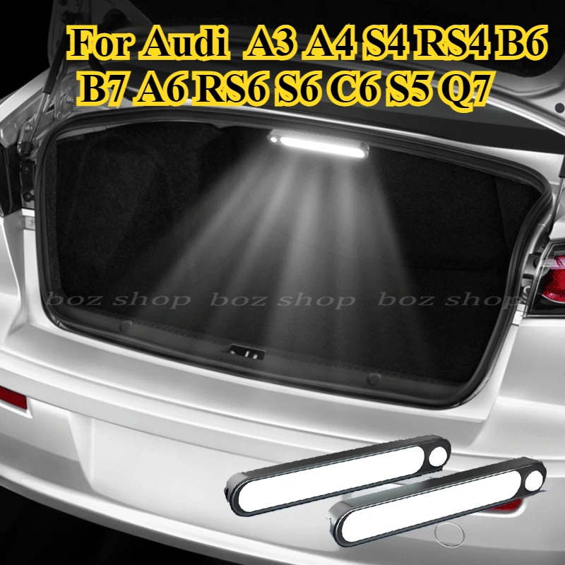 For Audi  A3 A4 S4 RS4 B6 B7 A6 RS6 S6 C6 S5 Q7Trunk Car Sensor Light Floor Trunk Hood USB Rechargeable Auto Induction Light Bar