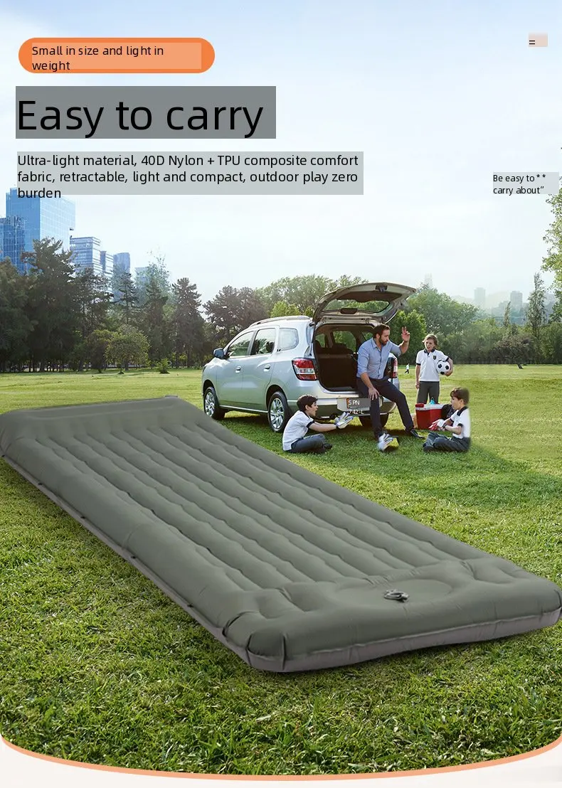 Thick Inflatable Camping Sleeping Pad Portable Lightweight Air Mattress with Nylon Straps Drop Stitch Built-in Foot Pump