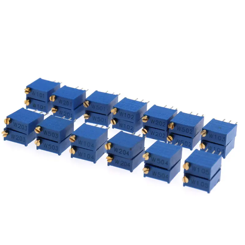 26 Buah/Set Kit Potensiometer 3296W 100R 200R 500R 1K 2K 5K 10K 20K 50K 100K 200K 500K 1M Set Resistor Variabel 13 Nilai X 2 Buah