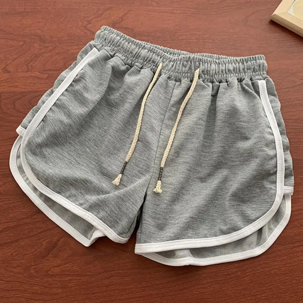 Solid Color Shorts Comfortable Women's Elastic Waistband Casual Shorts Drawstring Breathable Women Shorts