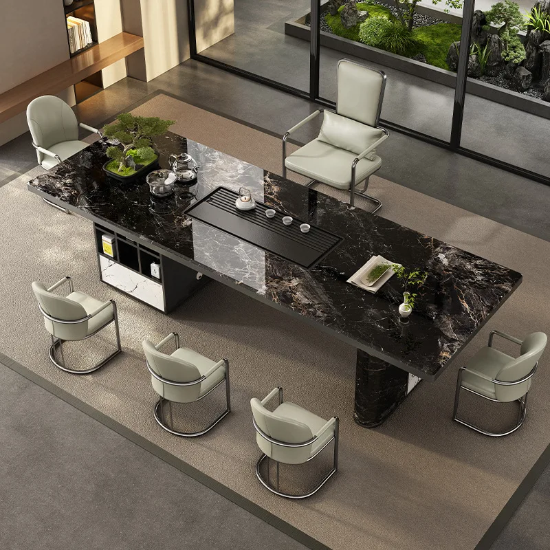 Rock slab Kung Fu  with kettle, fully automatic water supply, tea table and chair integrated home office