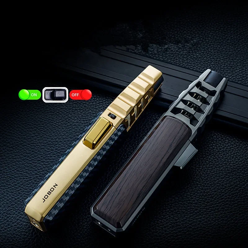 Jobon Kitchen Outdoor BBQ Metal Windproof Turbo Torch Jet Fire Butane Gas Lighter Lock Fire Safety Switch Cigar Lighter Gadgets