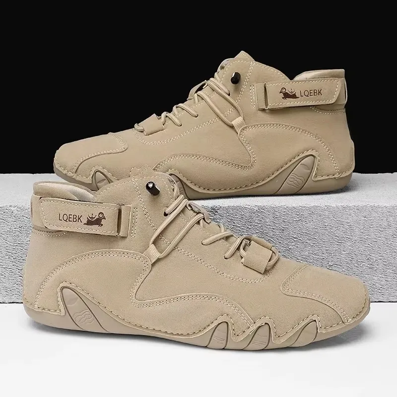 

Men's Retro Outdoor Design Sports Shoes Casual Leather Breathable Comfortable Summer Hot Selling Flat Ankle Boots Black Grey