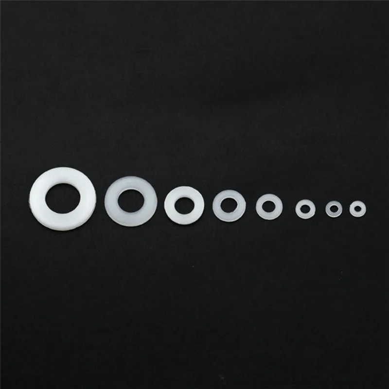 VEHO-500Pcs White Nylon Flat Washer Gasket Set M2 M2.5 M3M4M5 M6 M8 M10 Plastic Sealing O-Rings Assortment Kit Fastener Accessor