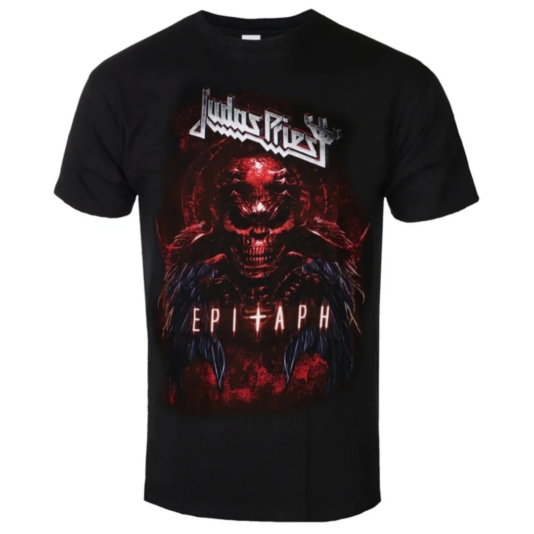 Judas Priest Classic Heavy Metal Band Inspired Graphic Tee Fiery Face Cotton Shirt for Fans