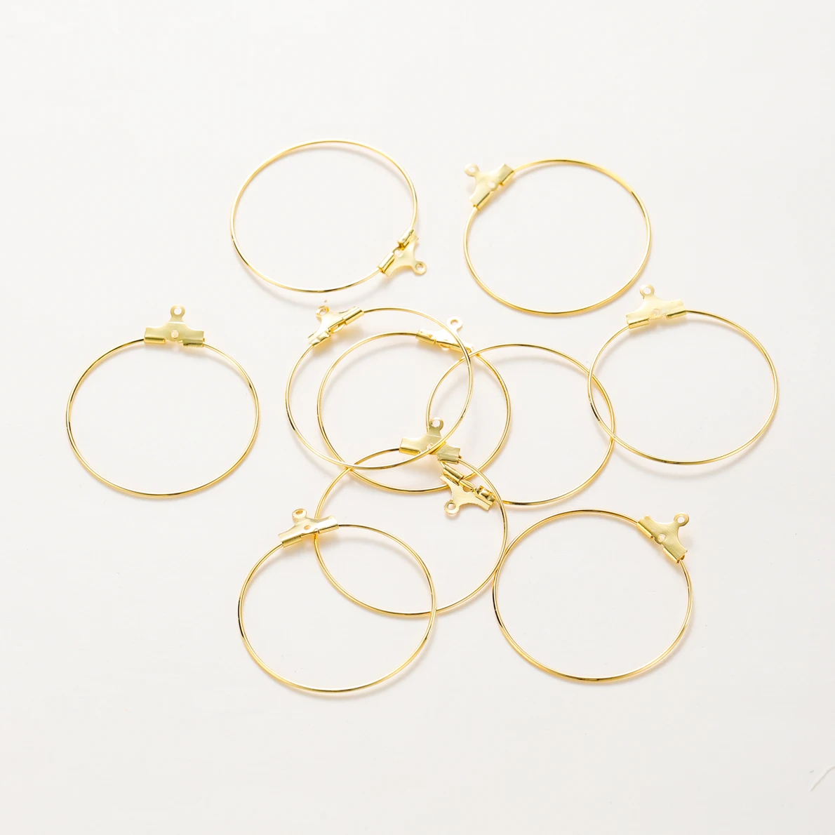 

10Pcs 25/30/35/40mm 14K/18K Gold Color Plated Brass Big Circle Wire Hoop Loop Earrings for DIY Earring Jewelry Making Supplies