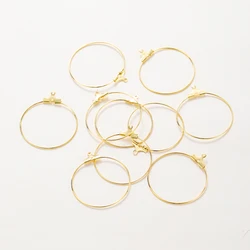 10Pcs 25/30/35/40mm 14K/18K Gold Color Plated Brass Big Circle Wire Hoop Loop Earrings for DIY Earring Jewelry Making Supplies