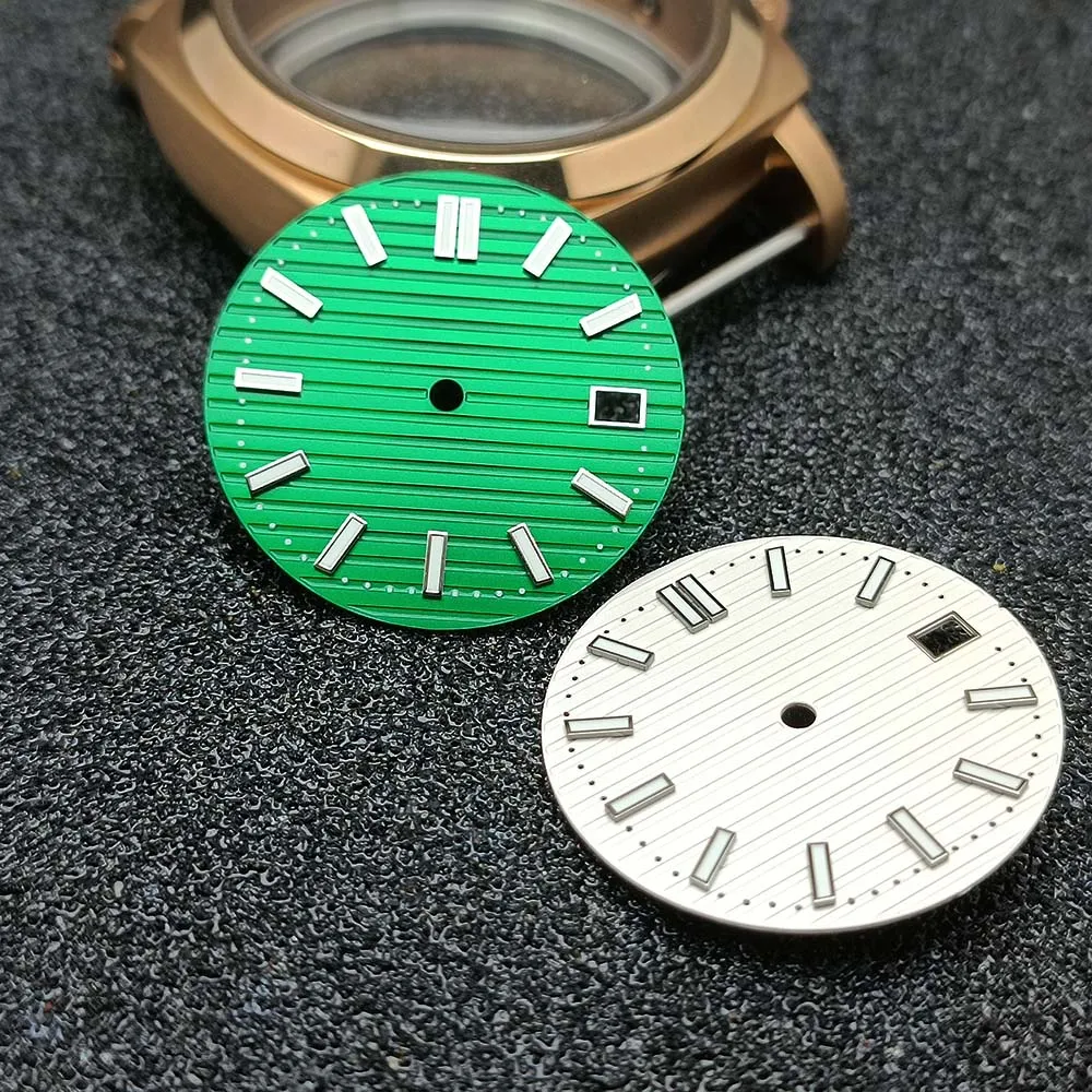 29.5mm Nautilus sterile dial green luminous watch accessory, applicable to NH35 movement, supporting customized logo